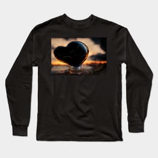 Black Broken Heart Art in Sunset /  Broken Hearts Unwind Designs Long Sleeve T-Shirt